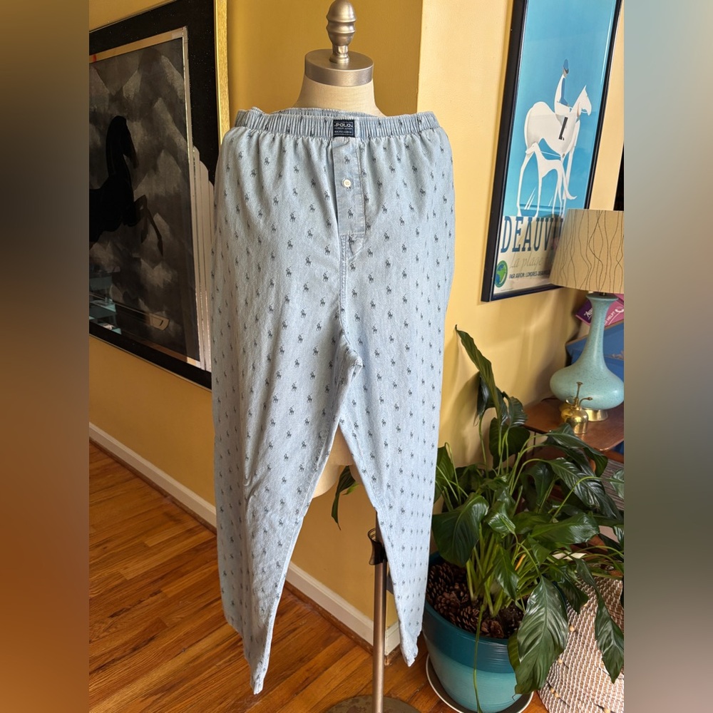 men’s polo ralph lauren blue pajama lounge pants